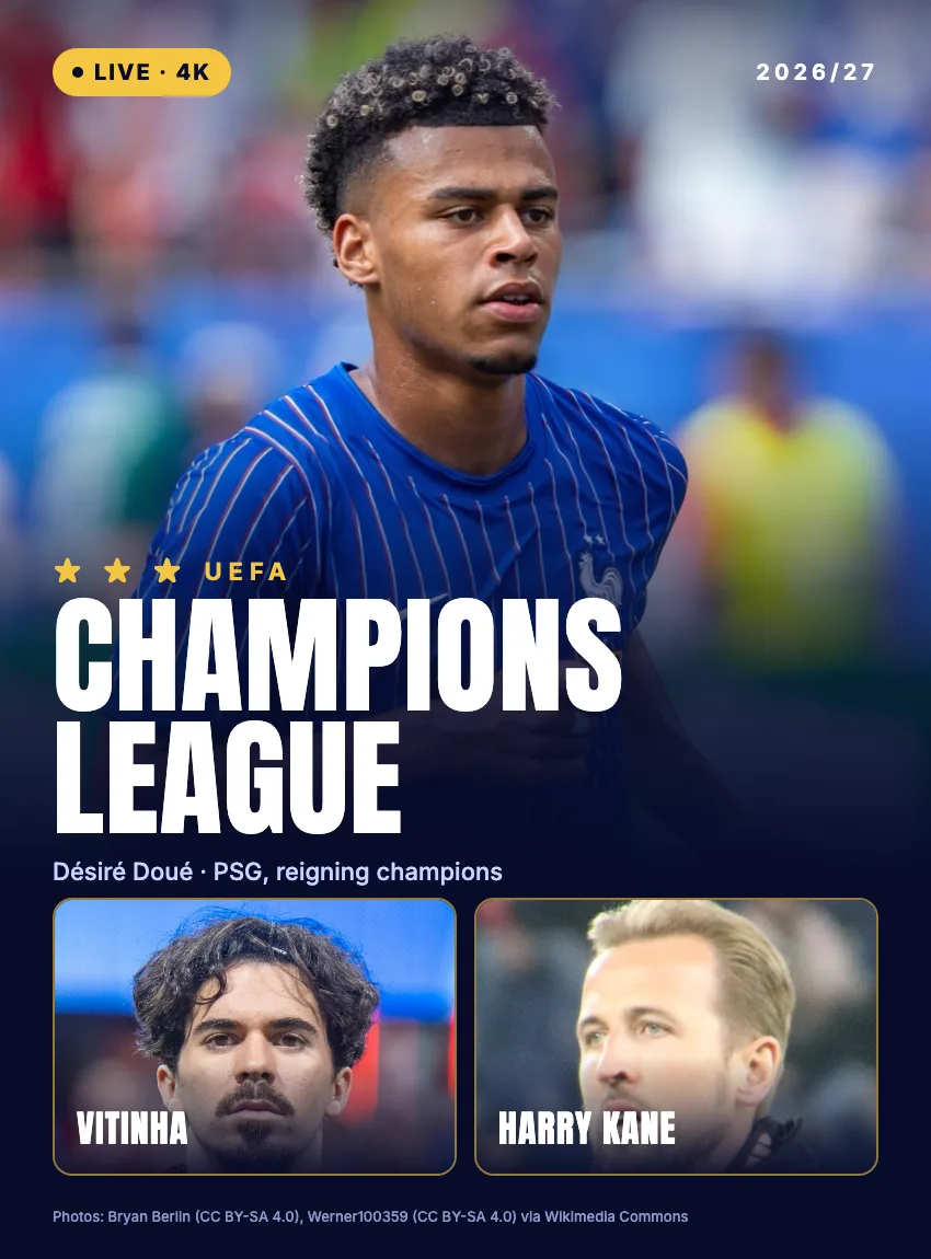 Champions League 2026/27 live: Doué, Vitinha en Kane